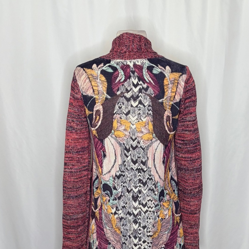 Anthropologie MOTH Old City Long Cardigan Sweater Marled Floral Knit Medium - Picture 10 of 14